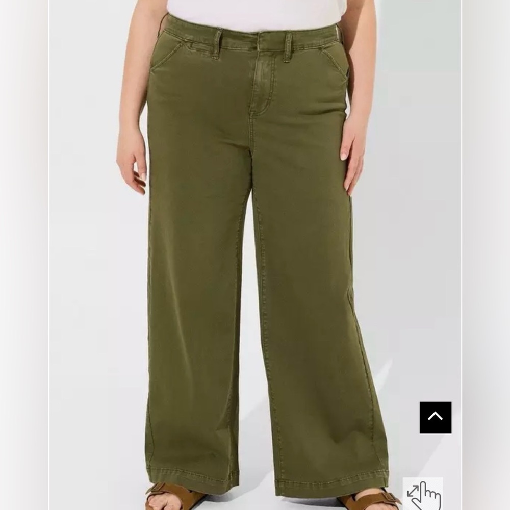 torrid Olive Wide-Leg High-Rise Chino Pants - Picture 2 of 3